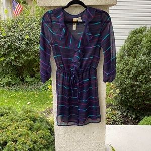 Mimi Chica sheer blue striped swim coverup NWOT